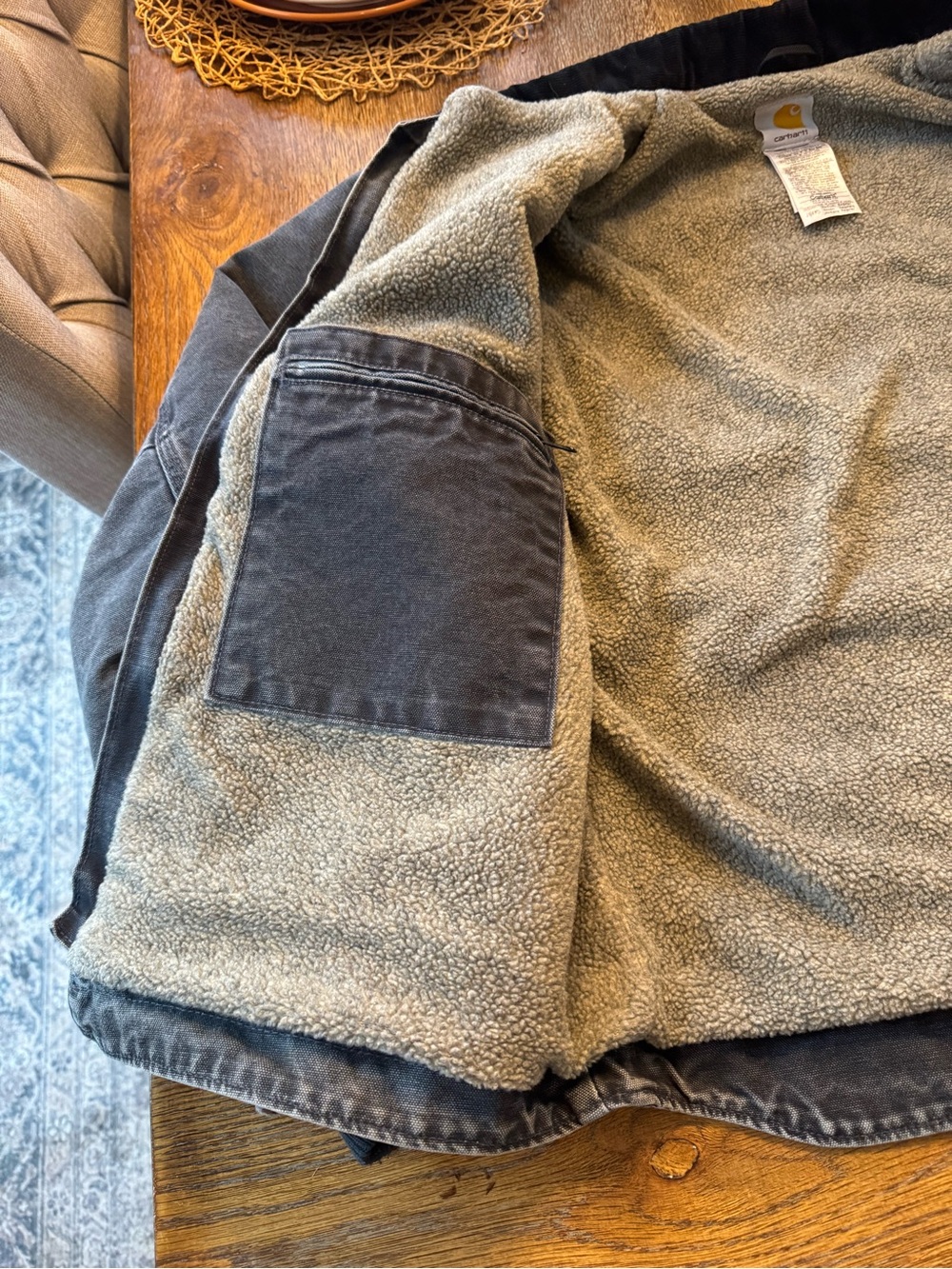 Vintage Carhartt J164 PTL Black Jean Jacket with Corduroy Collar - Picture 7 of 9